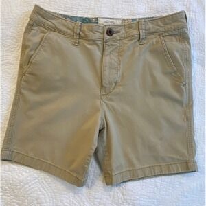 Hollister Beach Prep Fit Khaki Chino Shorts Mens 32 Tan Flat Front Stretch 7"